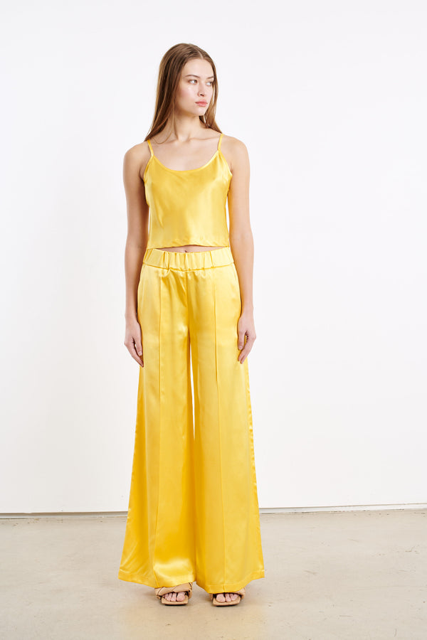 Sprwmn Yellow Silk Cropped Cami
