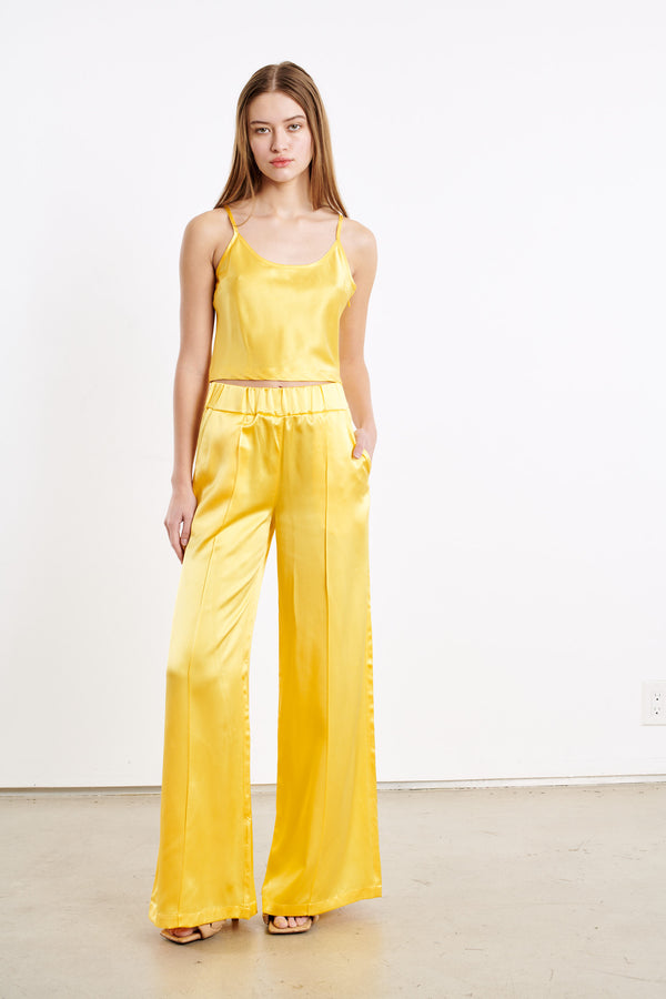 Sprwmn Yellow Silk Cropped Cami