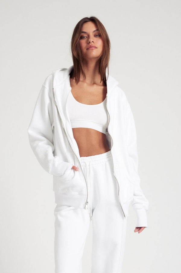 sprwmn Zip Up Hoodie White