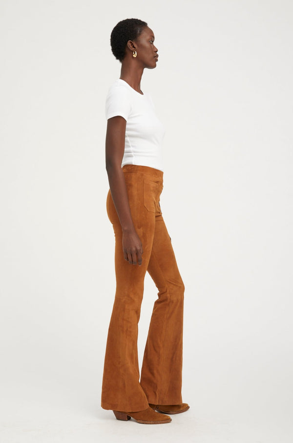 Sprwmn Suede Patch Pockets Super Flare Pants Dark Cognac