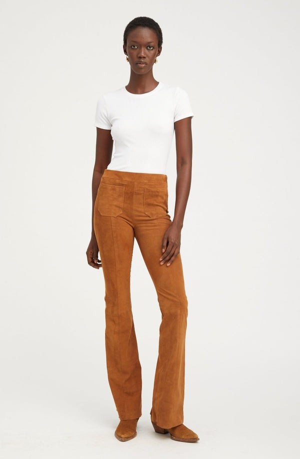 sprwmn Suede Patch Pockets Super Flare Pants Dark Cognac