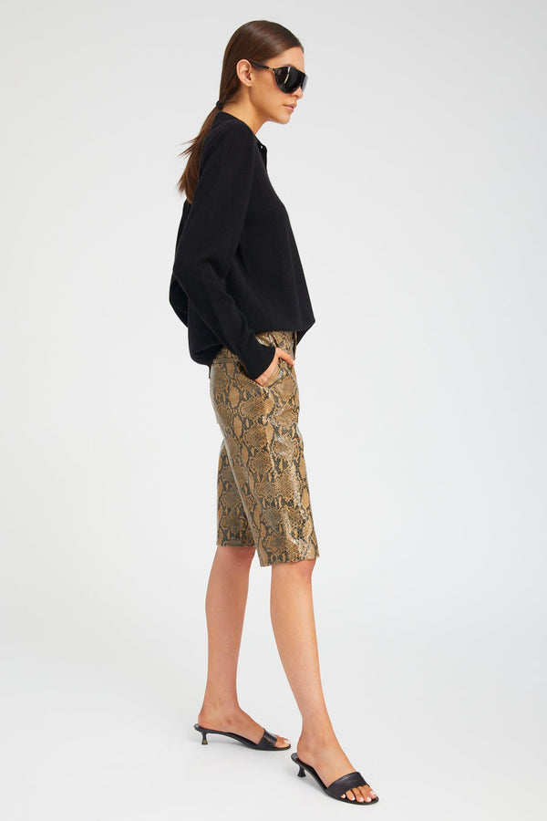 Sprwmn Tan Python Leather Bermuda Shorts TAN PYTHON