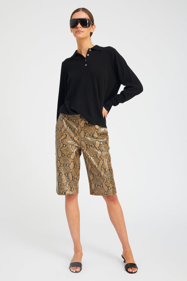 sprwmn Tan Python Leather Bermuda Shorts TAN PYTHON