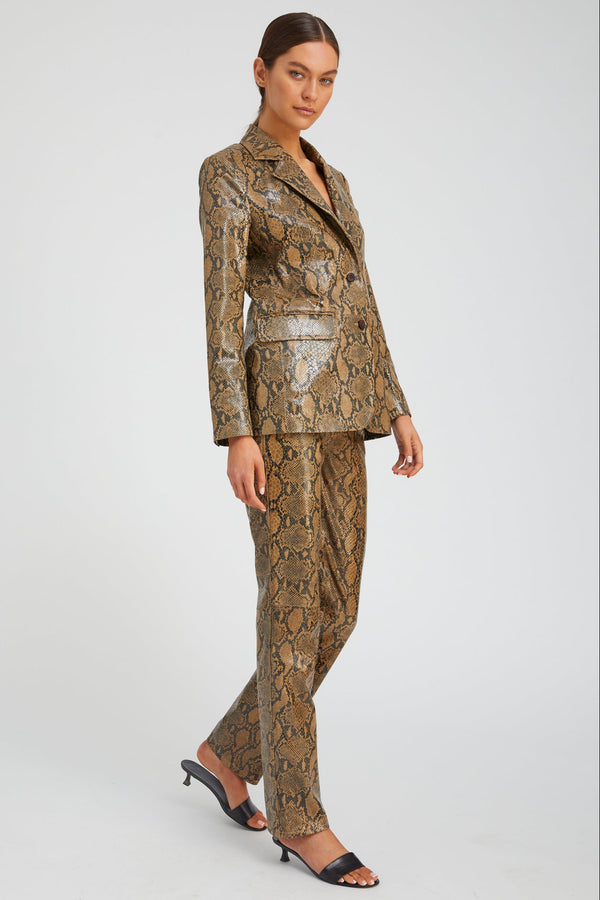 Sprwmn Tan Python Leather Classic Blazer TAN PYTHON
