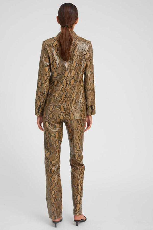 Sprwmn Tan Python Leather Classic Blazer TAN PYTHON