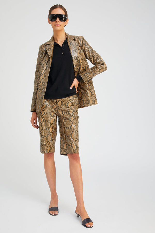 Sprwmn Tan Python Leather Classic Blazer TAN PYTHON