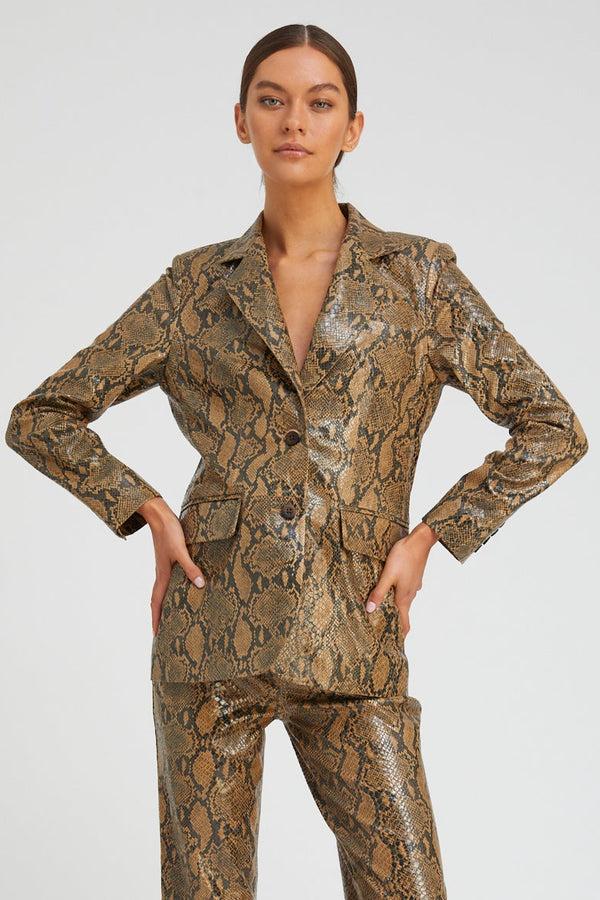 sprwmn Tan Python Leather Classic Blazer TAN PYTHON