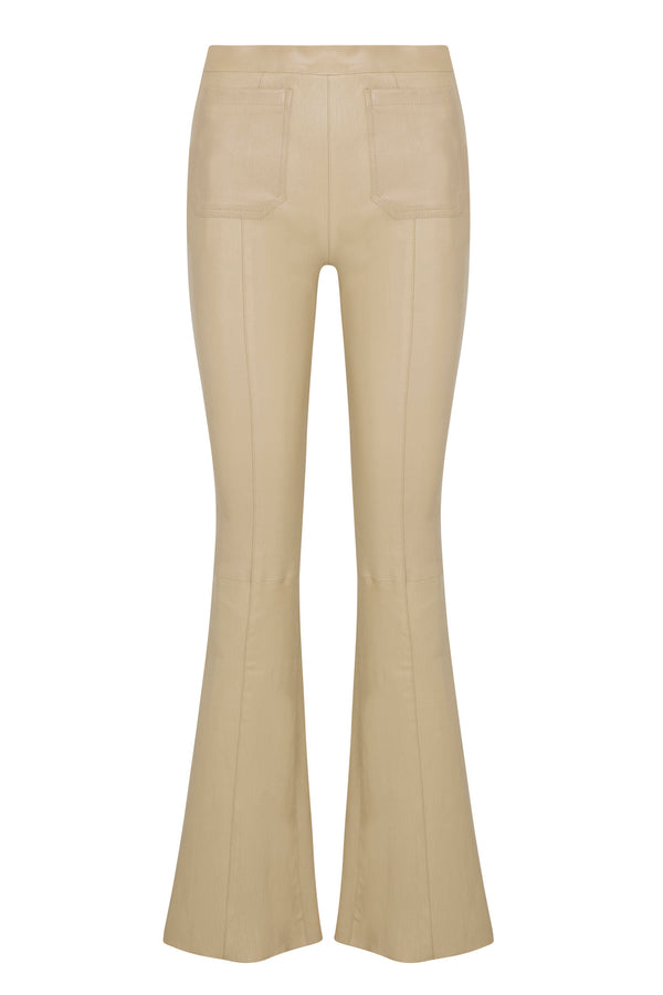 Sprwmn Travertine Leather Patch Pocket Super Flare Pants