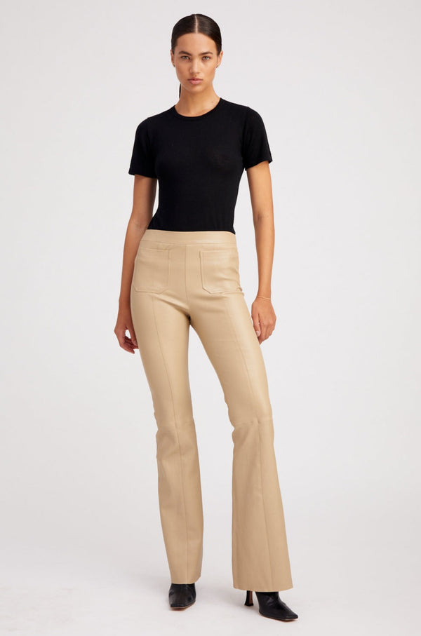 sprwmn Travertine Leather Patch Pocket Super Flare Pants
