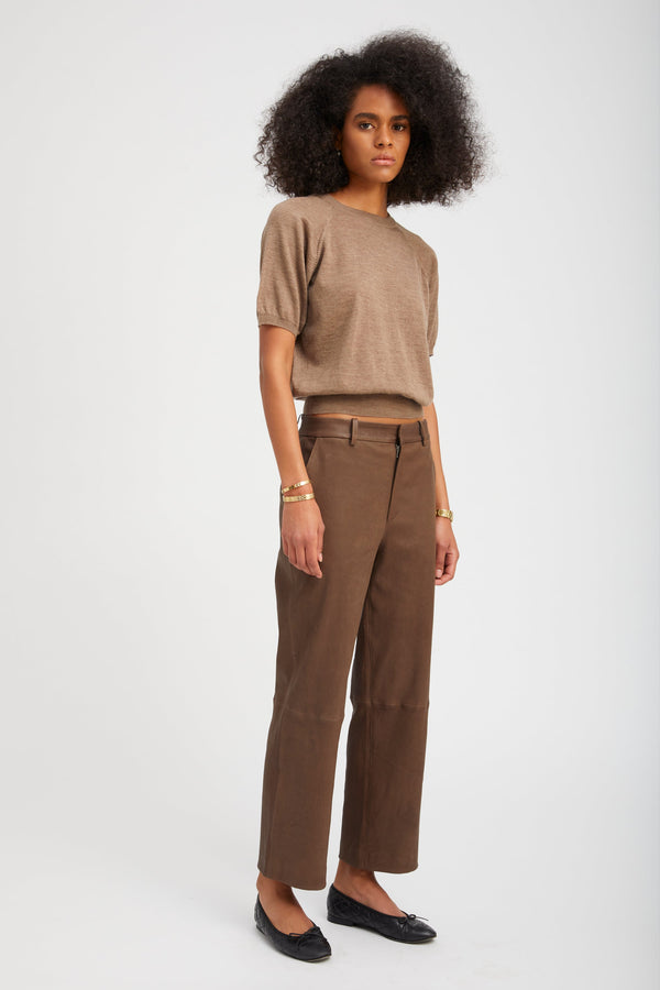 Sprwmn Truffle Cashmere Short Sleeve Raglan Sweater TRUFFLE