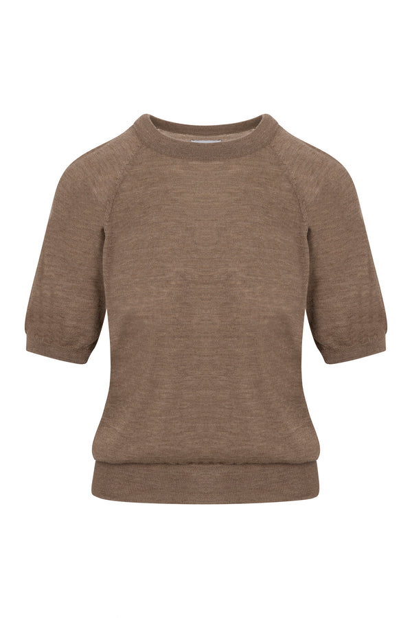 Sprwmn Truffle Cashmere Short Sleeve Raglan Sweater TRUFFLE