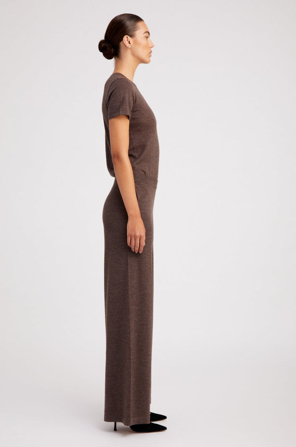 Sprwmn Ultra Fine Cashmere Wide Leg Pants Heather Brown