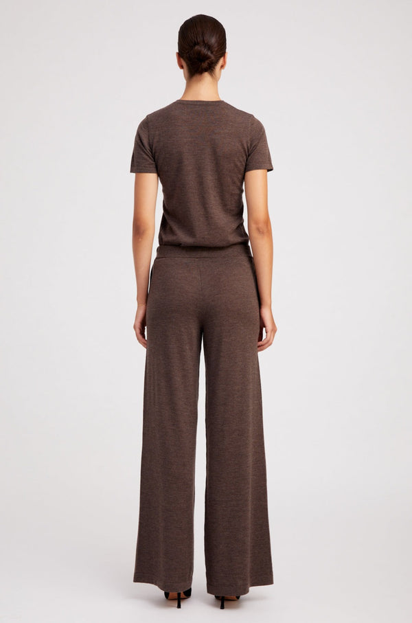 Sprwmn Ultra Fine Cashmere Wide Leg Pants Heather Brown