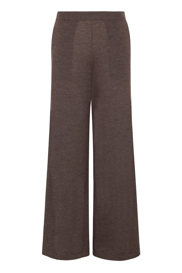 Sprwmn Ultra Fine Cashmere Wide Leg Pants Heather Brown
