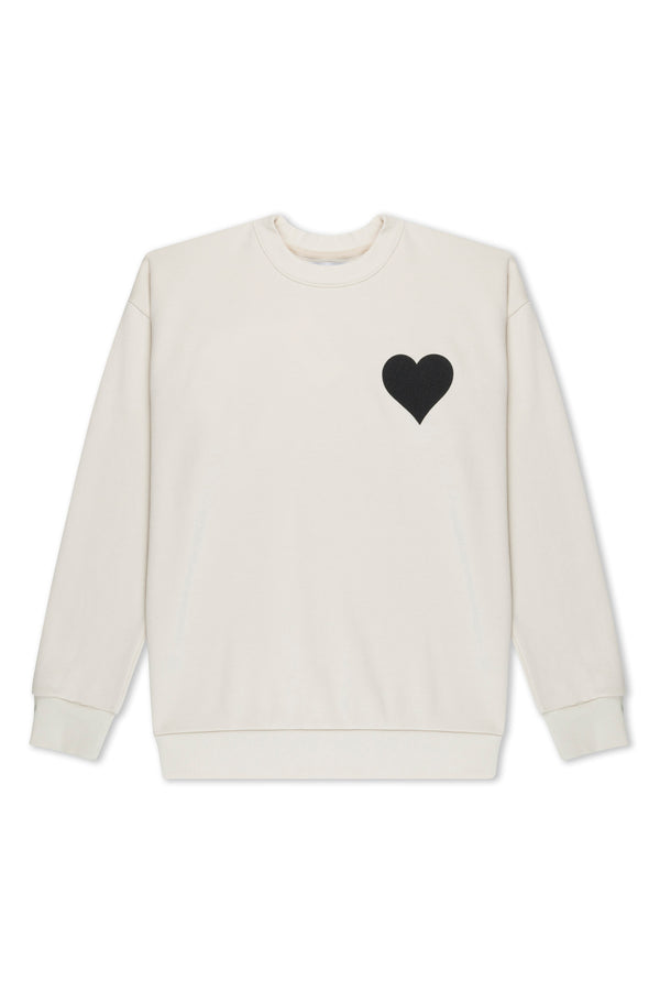 Sprwmn Vintage White Heart Sweatshirt Vintage White