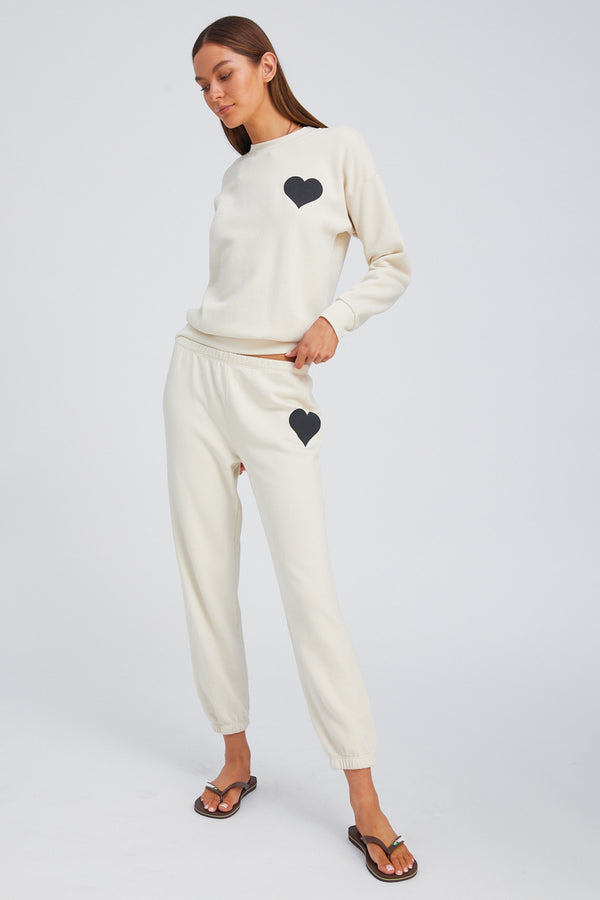 sprwmn Vintage White Heart Sweatshirt Vintage White