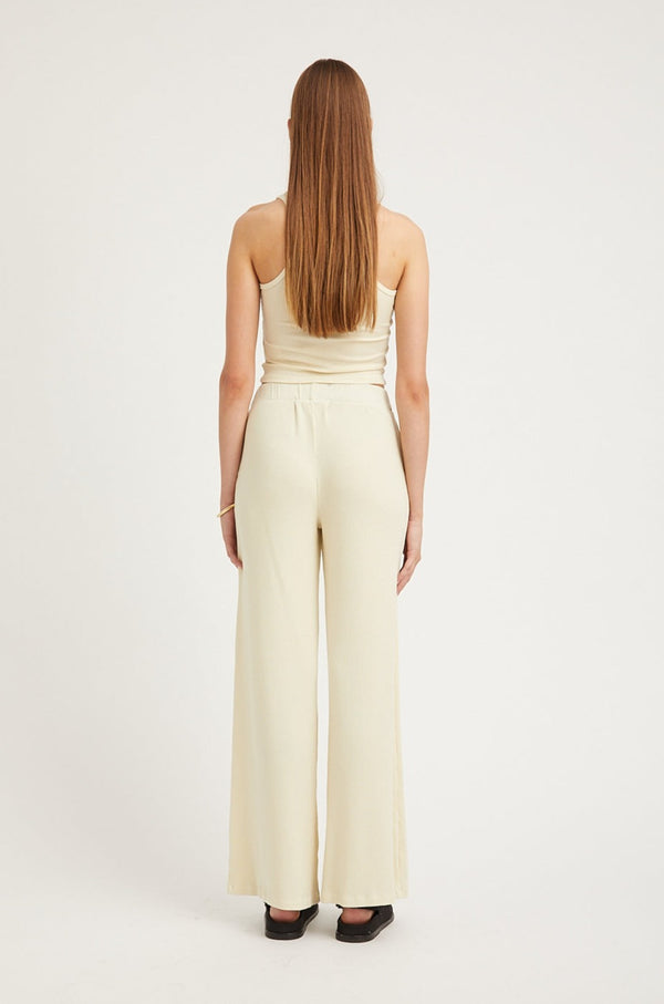 Sprwmn Vintage White Rib Wide Leg Pants Vintage White