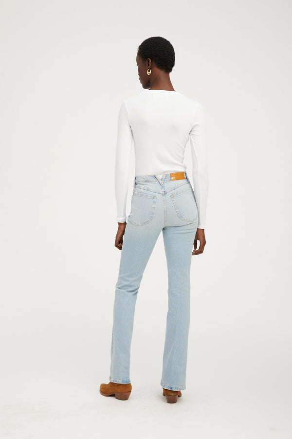 Sprwmn White Rib Cropped Long Sleeve Baby Tee White