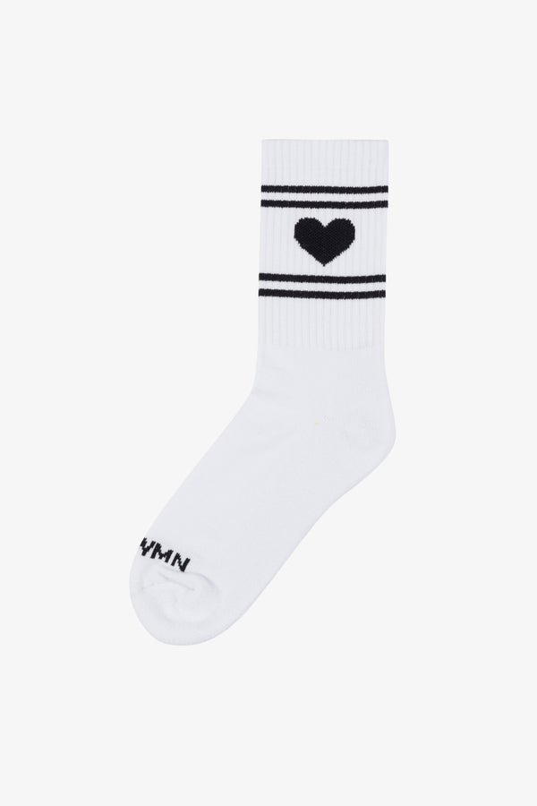 Sprwmn White With Black Heart Les Chaussettes White