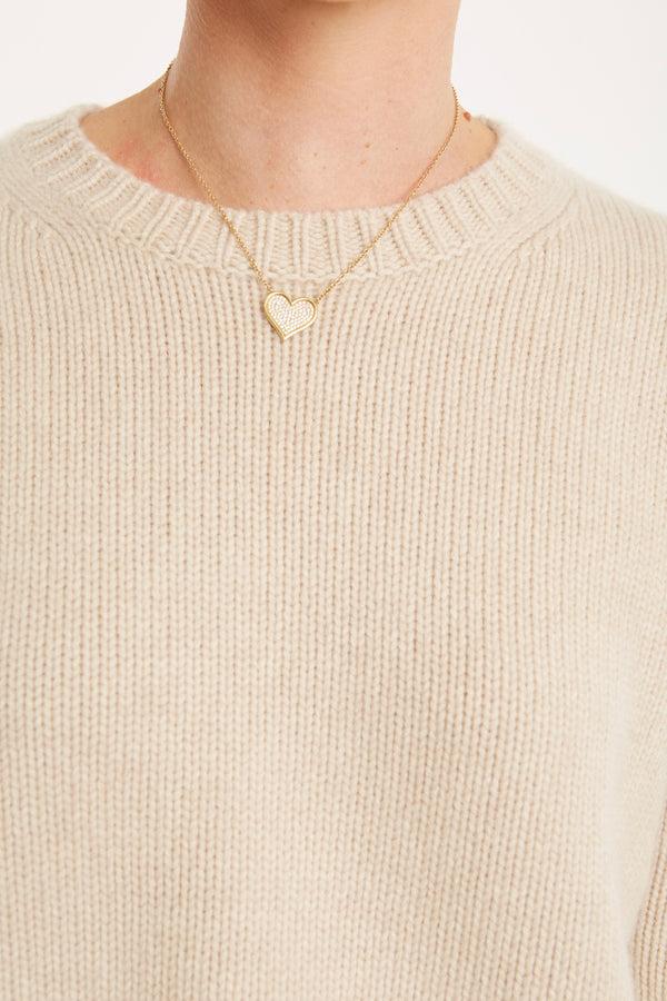 Sprwmn Yellow Gold Large Diamond Pave Heart Necklace