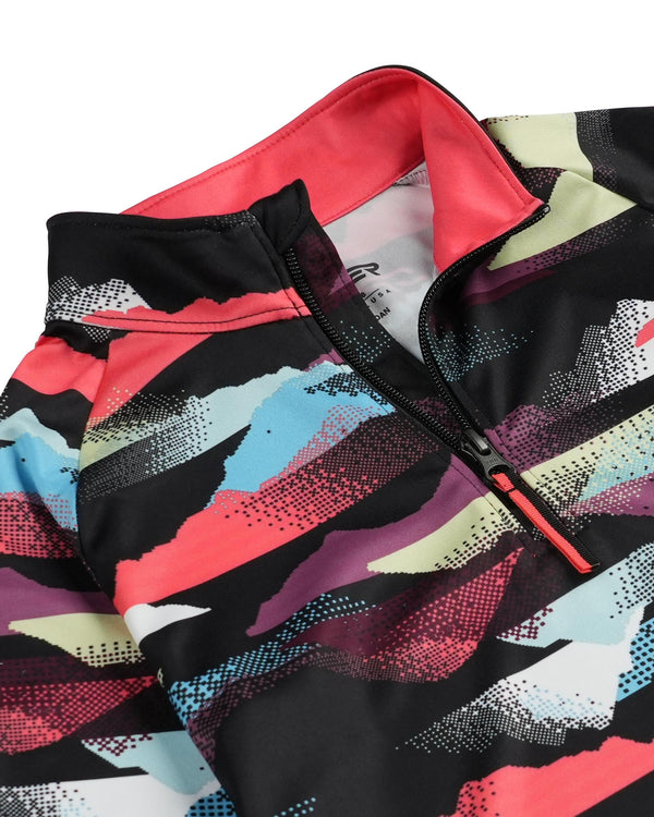 Spyder Girls Surface Half Zip T-Neck - Multi Mountain Print
