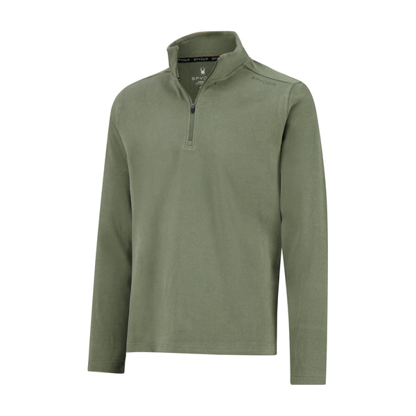 Spyder Mens Brushed Vertical Stripe Quarter Zip - Olive