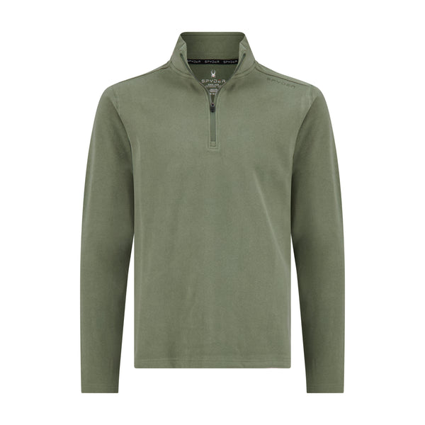 spyder Mens Brushed Vertical Stripe Quarter Zip - Olive
