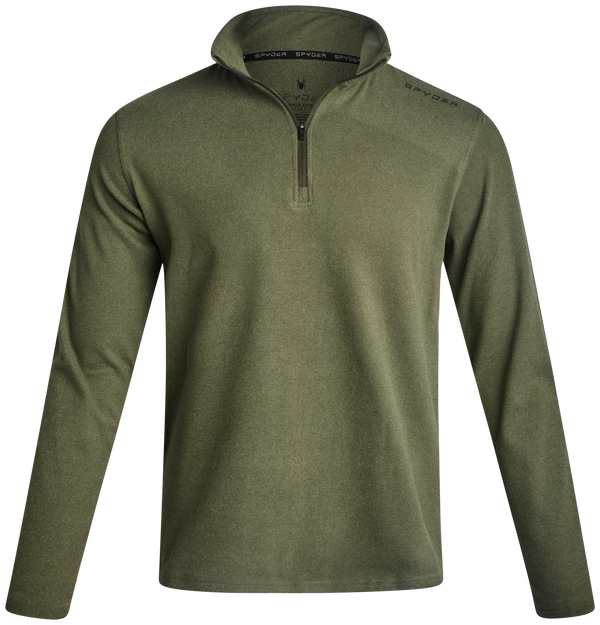 spyder Mens Brushed Vertical Stripe Quarter Zip - Olive