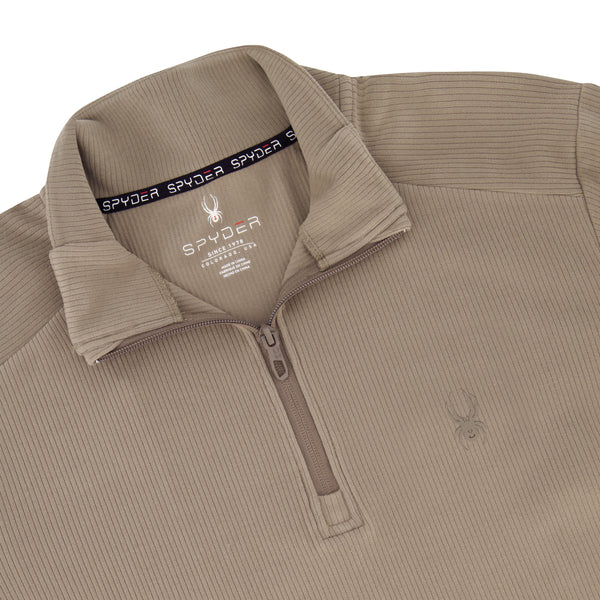 Spyder Mens Corduroy Double Knit Quarter Zip - Timber