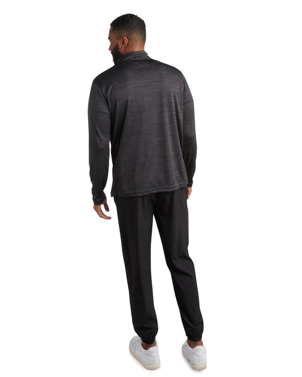 Spyder Mens Long Sleeve Honeycomb Quarter Zip - Heather Black