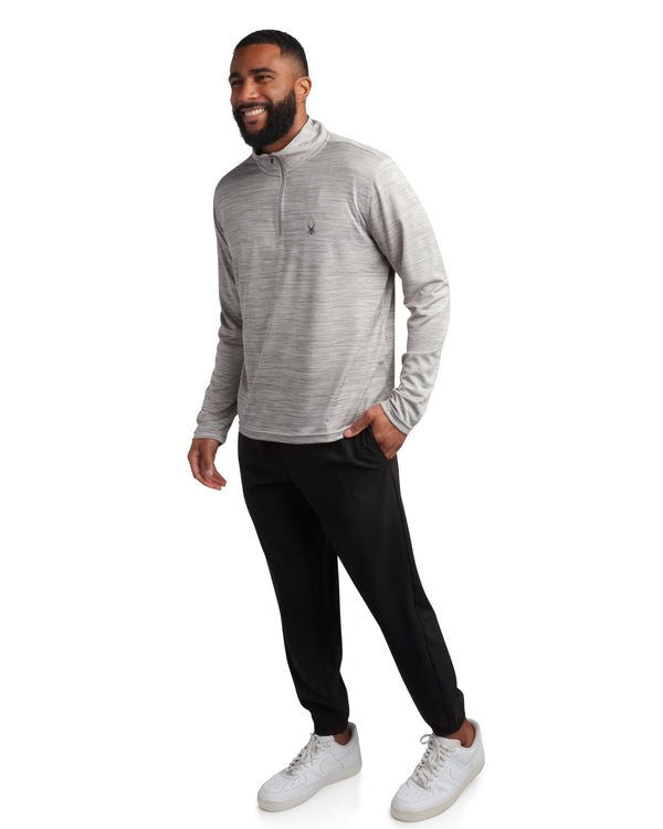 Spyder Mens Long Sleeve Honeycomb Quarter Zip - Heather Grey