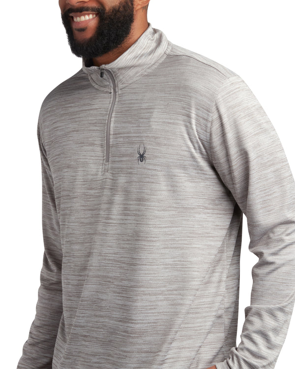 Spyder Mens Long Sleeve Honeycomb Quarter Zip - Heather Grey