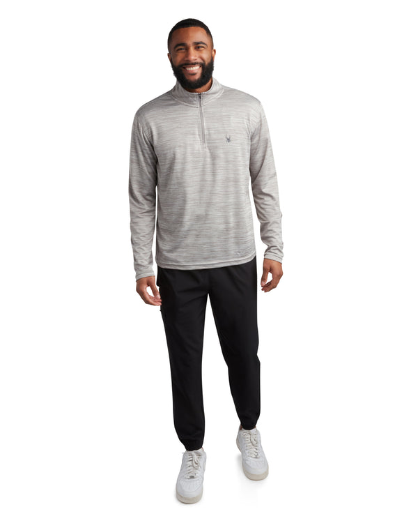 spyder Mens Long Sleeve Honeycomb Quarter Zip - Heather Grey