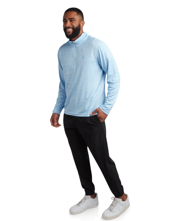 Spyder Mens Long Sleeve Honeycomb Quarter Zip - Sky Blue
