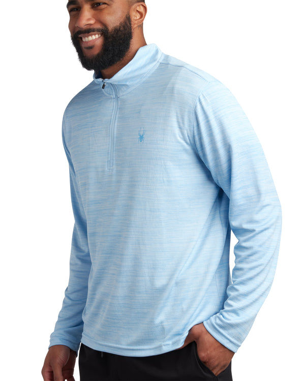 Spyder Mens Long Sleeve Honeycomb Quarter Zip - Sky Blue