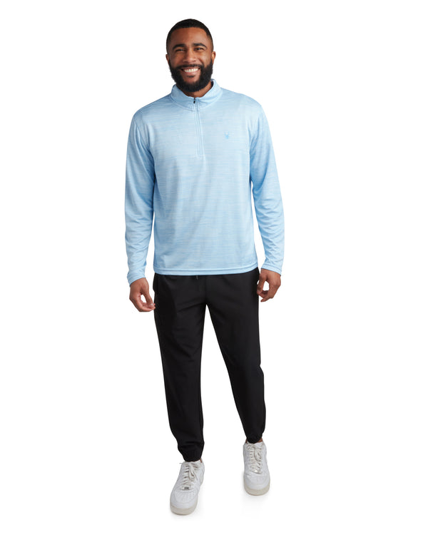 spyder Mens Long Sleeve Honeycomb Quarter Zip - Sky Blue