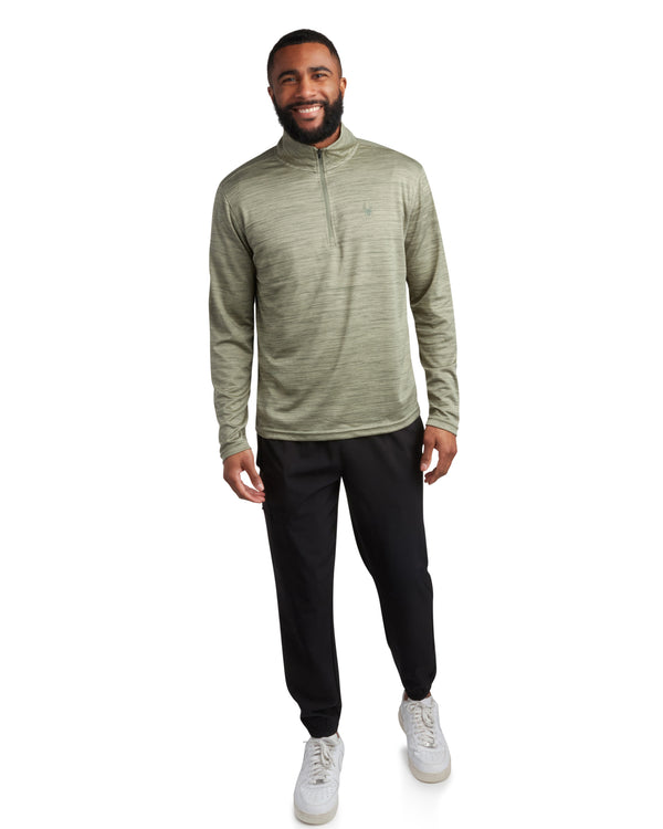 spyder Mens Long Sleeve Honeycomb Quarter Zip - Spruce Green