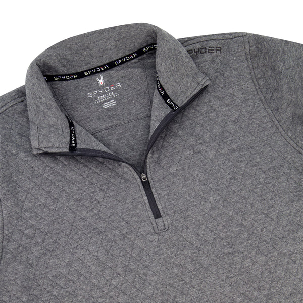 Spyder Mens Diamond Quilt Quarter Zip - Grey