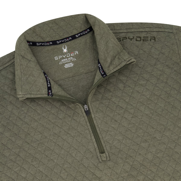 Spyder Mens Diamond Quilt Quarter Zip - Olive