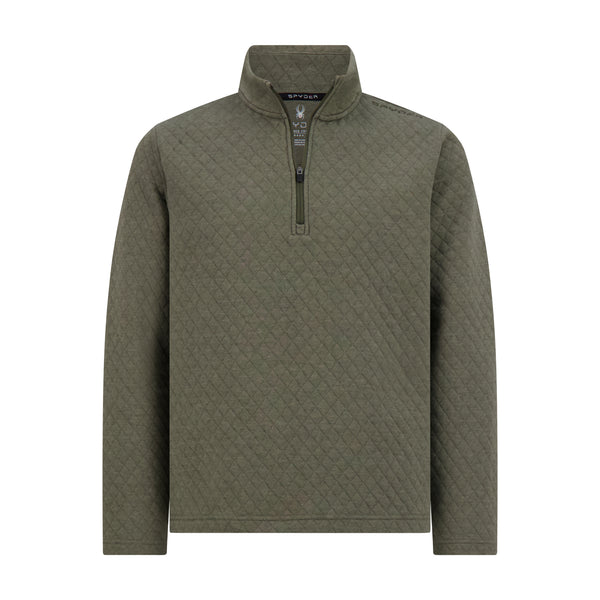 spyder Mens Diamond Quilt Quarter Zip - Olive