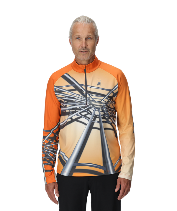 Spyder Mens Legacy Half Zip T-Neck - Flash Orange