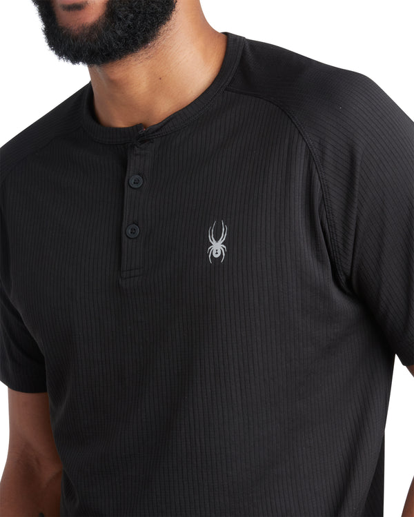 Spyder Mens Short Sleeve Henley - Black