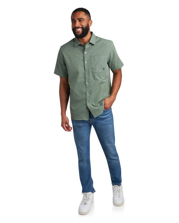 Spyder Mens Short Sleeve Ripstop - Spruce Green
