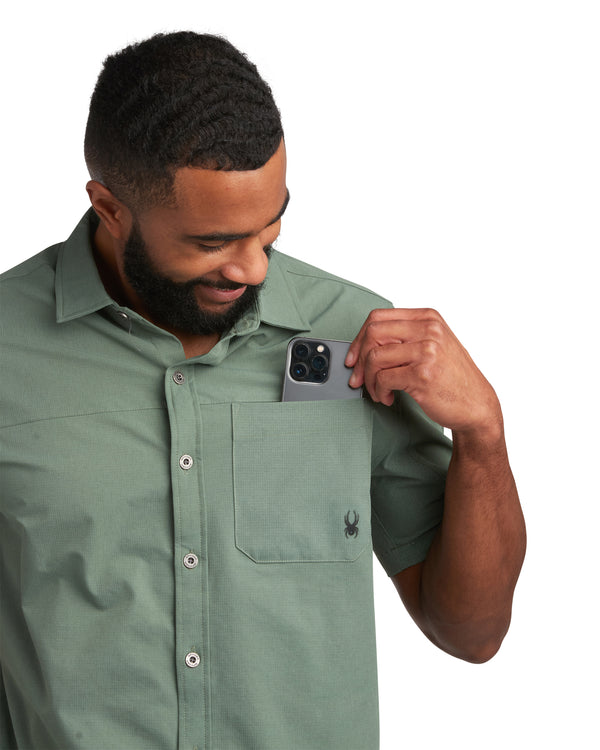 Spyder Mens Short Sleeve Ripstop - Spruce Green