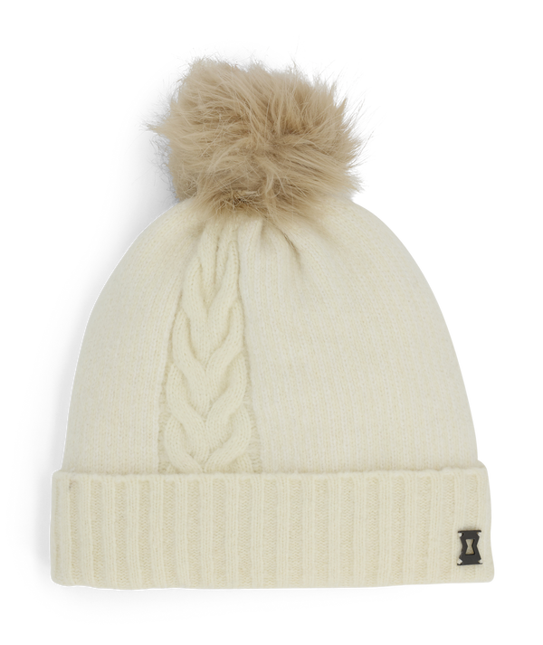 spyder Womens Plait Pom Hat - White