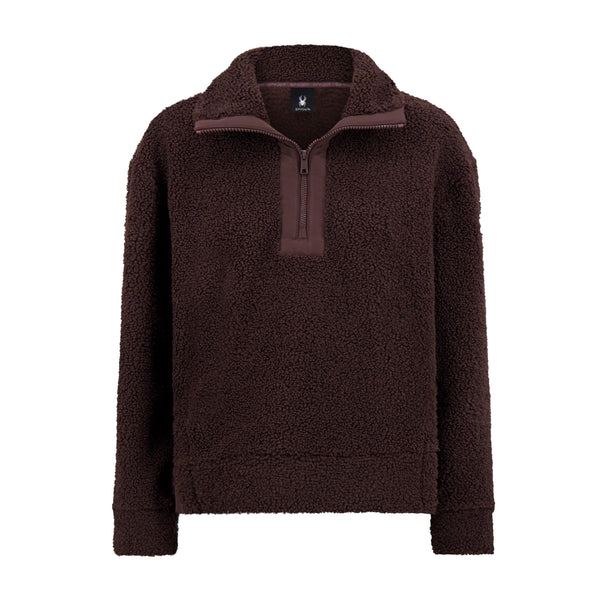 spyder Womens Sherpa Quarter Zip Mock Neck - Cocoa