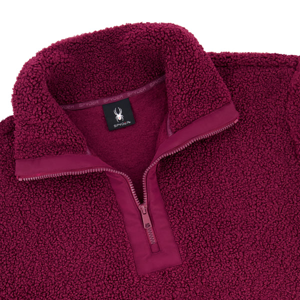 Spyder Womens Sherpa Quarter Zip Mock Neck - Wine