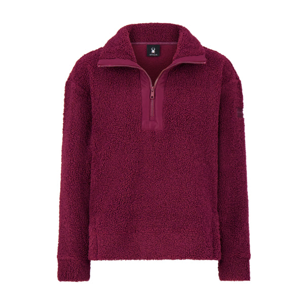 spyder Womens Sherpa Quarter Zip Mock Neck - Wine