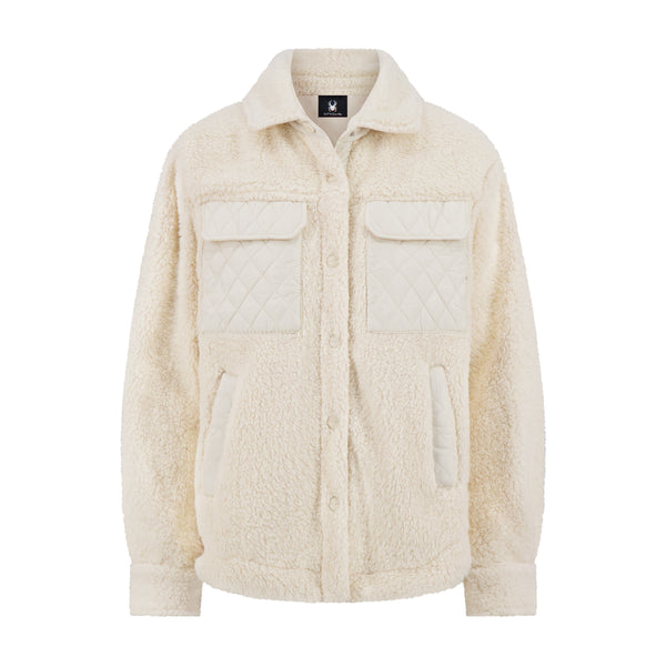 spyder Womens Sherpa Shacket - Cream