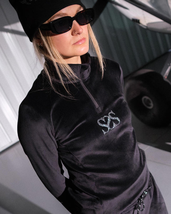 Spyder Womens Society Shimmer Bug Zip T-Neck - Society Black